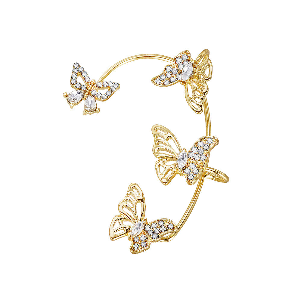 Women’s Butterfly Ear Cuffs – Non-Piercing Ear Clips with Gemstone Accents, Elegant Jewelry for Parties & Weddings