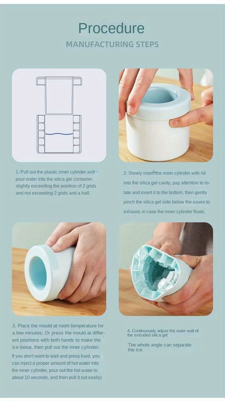 1Pc Silicone Ice Cube Tray | Easy-Release Mold for Perfect Ice Cubes | Makes Up to 60 Cubes | Essential Kitchen Accessory