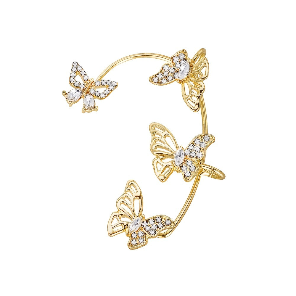 Women’s Butterfly Ear Cuffs – Non-Piercing Ear Clips with Gemstone Accents, Elegant Jewelry for Parties & Weddings