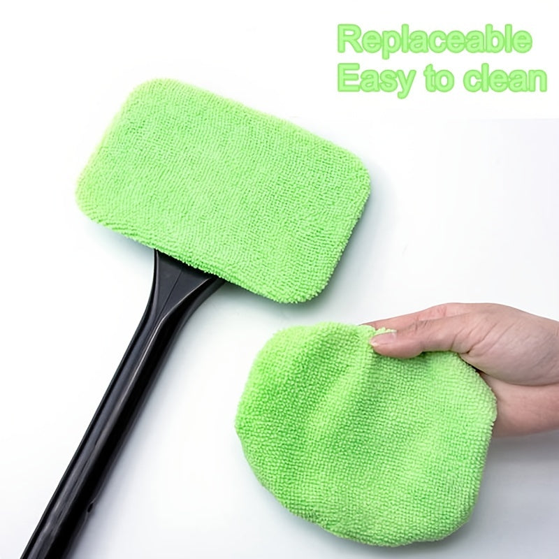 Car Window Cleaning Brush Kit – Long Handle Windshield Cleaner Tool with Rain Scraper for Interior & Exterior Auto Glass