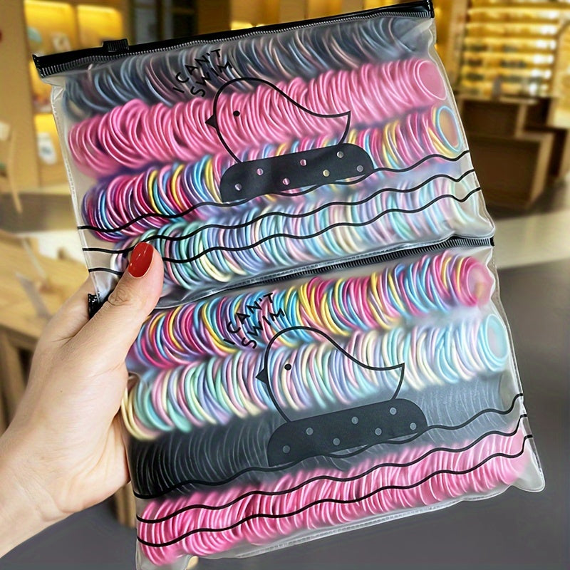 200pcs Cute Hair Elastics – Colorful Soft Hair Ties for Kids & Girls