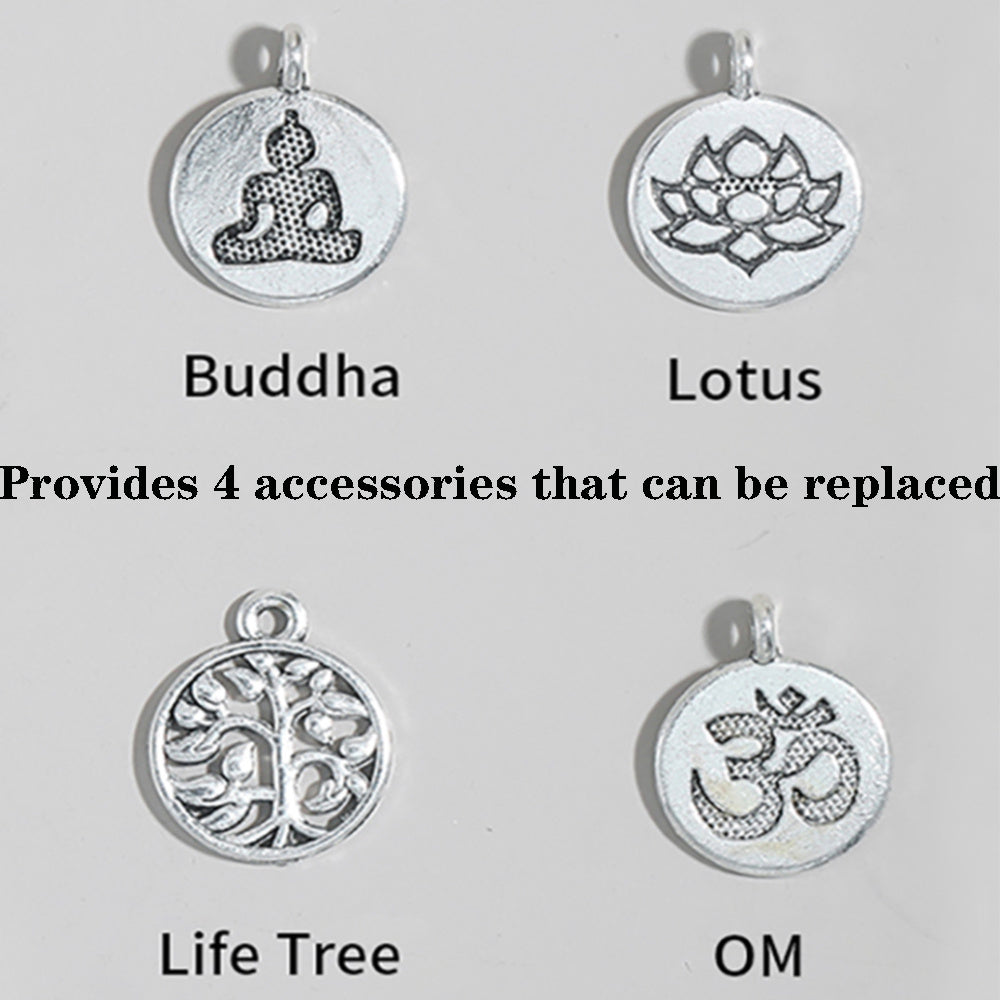 8mm Aquamarine 108 Mala Beads Bracelet Elastic Cord Wrap Bangle Jewelry For Women With 4 Accessories