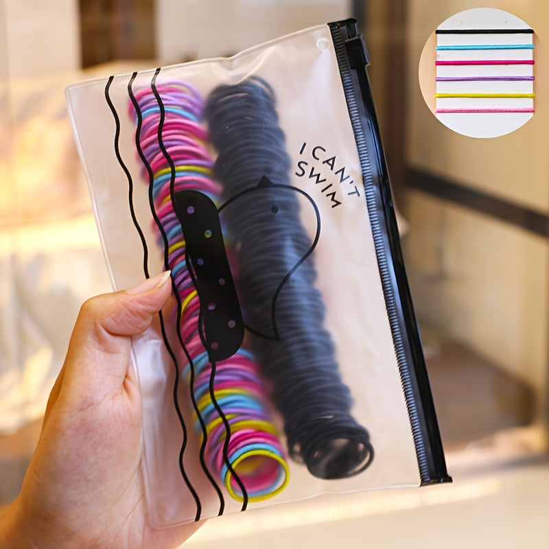 200pcs Cute Hair Elastics – Colorful Soft Hair Ties for Kids & Girls