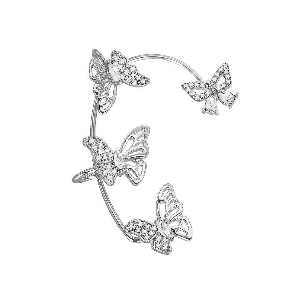 Women’s Butterfly Ear Cuffs – Non-Piercing Ear Clips with Gemstone Accents, Elegant Jewelry for Parties & Weddings
