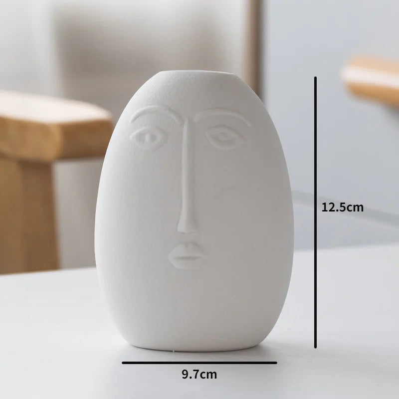 INS Nordic Decor Rustic Home Decor Face Shape Ceramic Flower Vase Decoration Home Decoration Modern Room Decoration For Home