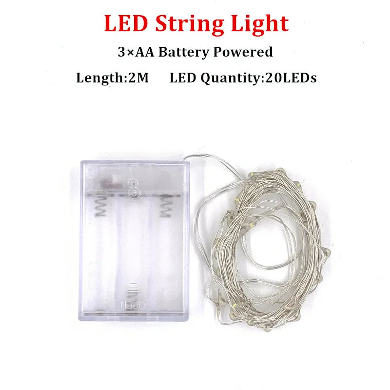 Fairy Lights AA Battery Powered 1M 10 2M 20 3M 30 5M 50 10M 100Leds Silver Led Copper Wire String Light Decorative Fairy Lights
