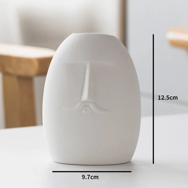 INS Nordic Decor Rustic Home Decor Face Shape Ceramic Flower Vase Decoration Home Decoration Modern Room Decoration For Home