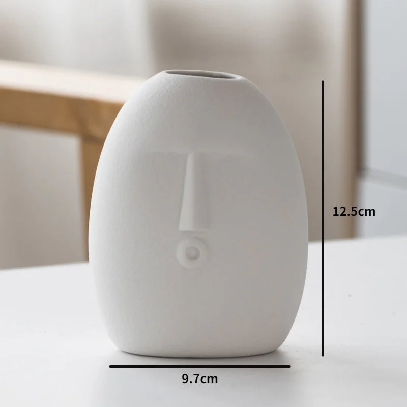 INS Nordic Decor Rustic Home Decor Face Shape Ceramic Flower Vase Decoration Home Decoration Modern Room Decoration For Home