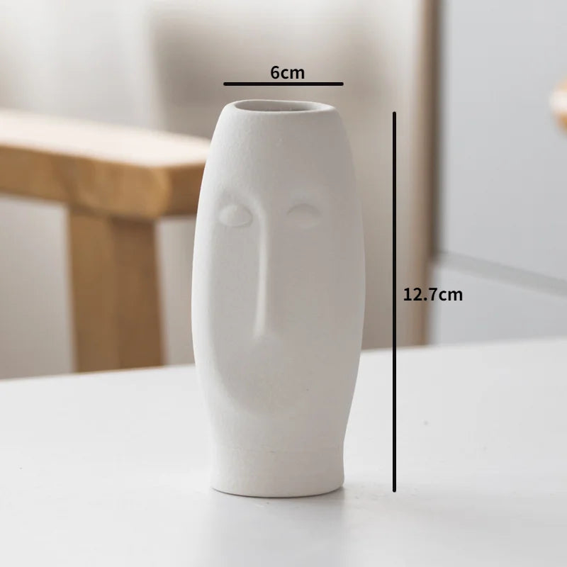 INS Nordic Decor Rustic Home Decor Face Shape Ceramic Flower Vase Decoration Home Decoration Modern Room Decoration For Home