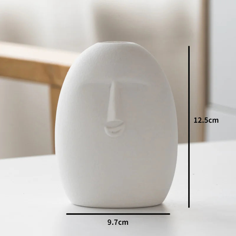 INS Nordic Decor Rustic Home Decor Face Shape Ceramic Flower Vase Decoration Home Decoration Modern Room Decoration For Home