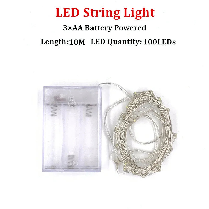 Fairy Lights AA Battery Powered 1M 10 2M 20 3M 30 5M 50 10M 100Leds Silver Led Copper Wire String Light Decorative Fairy Lights