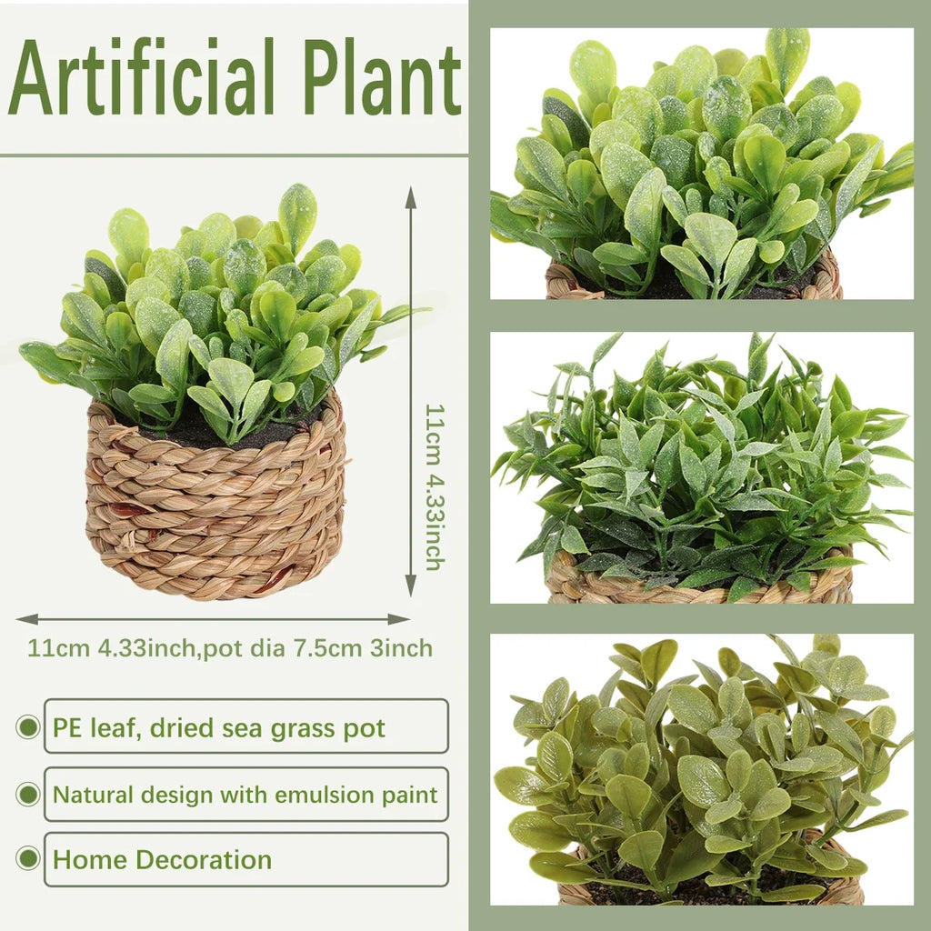 3pcs Green Artificial Plants Grass Woven Small Potted Plants Home Decoration home decor  home decoration  plants