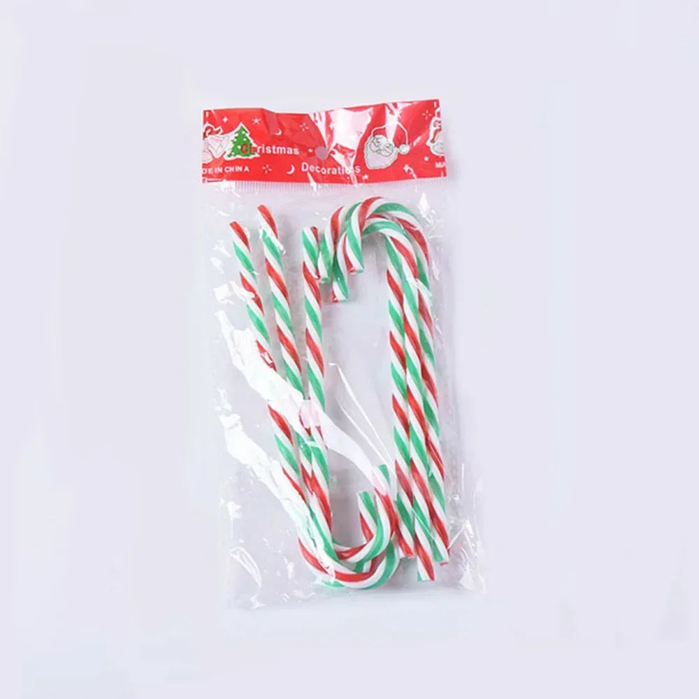 6Pcs Christmas Canes Christmas Tree Decoration 15cm Acrylic Candy Canes New Year Hanging Crutch Pendant Decor Navidad Ornaments