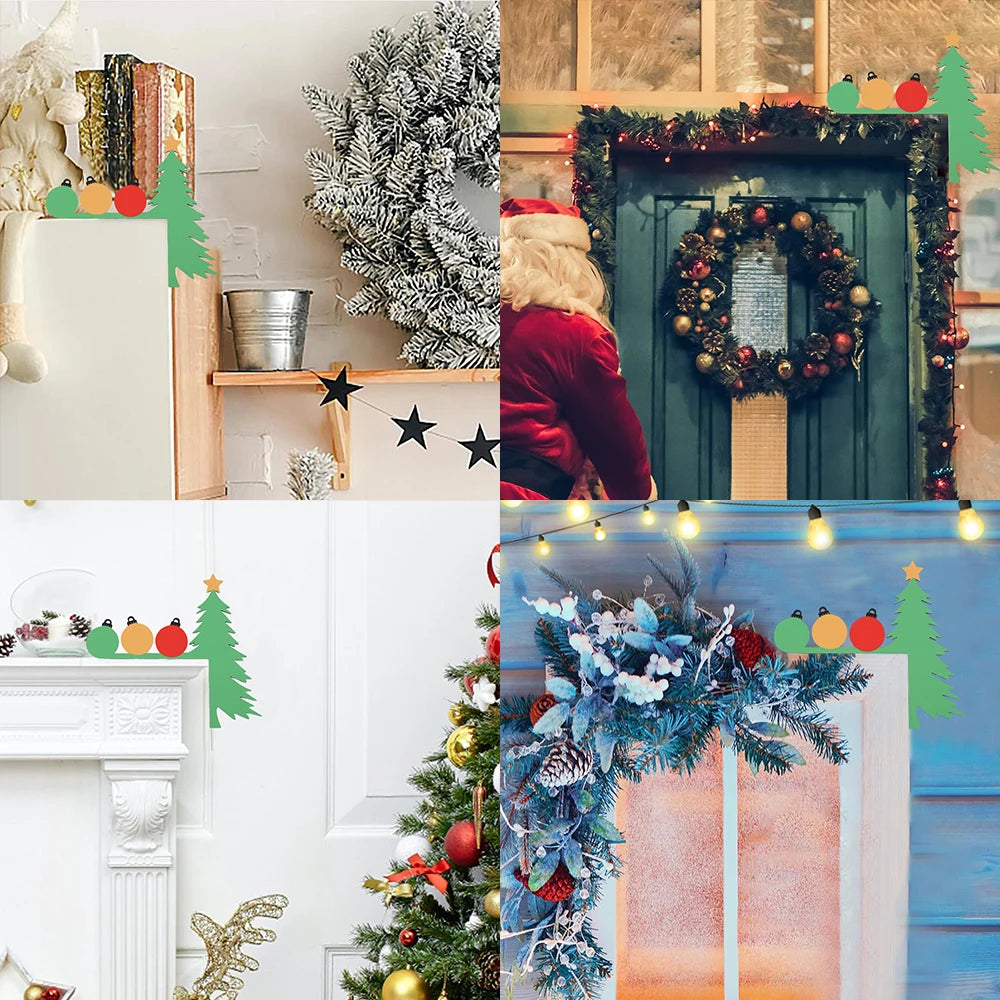 Christmas Tree Wooden Door Decor - Festive Holiday Party Door Corner Decoration for Entryways Windows Wall School Home