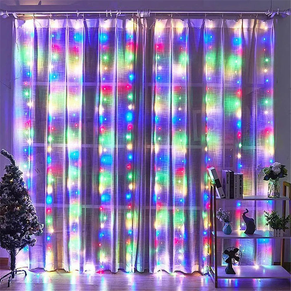 USB LED Curtain Fairy Lights – 8-Mode Wedding Garland String Lights for Outdoor, Christmas Tree & Garden Decoration
