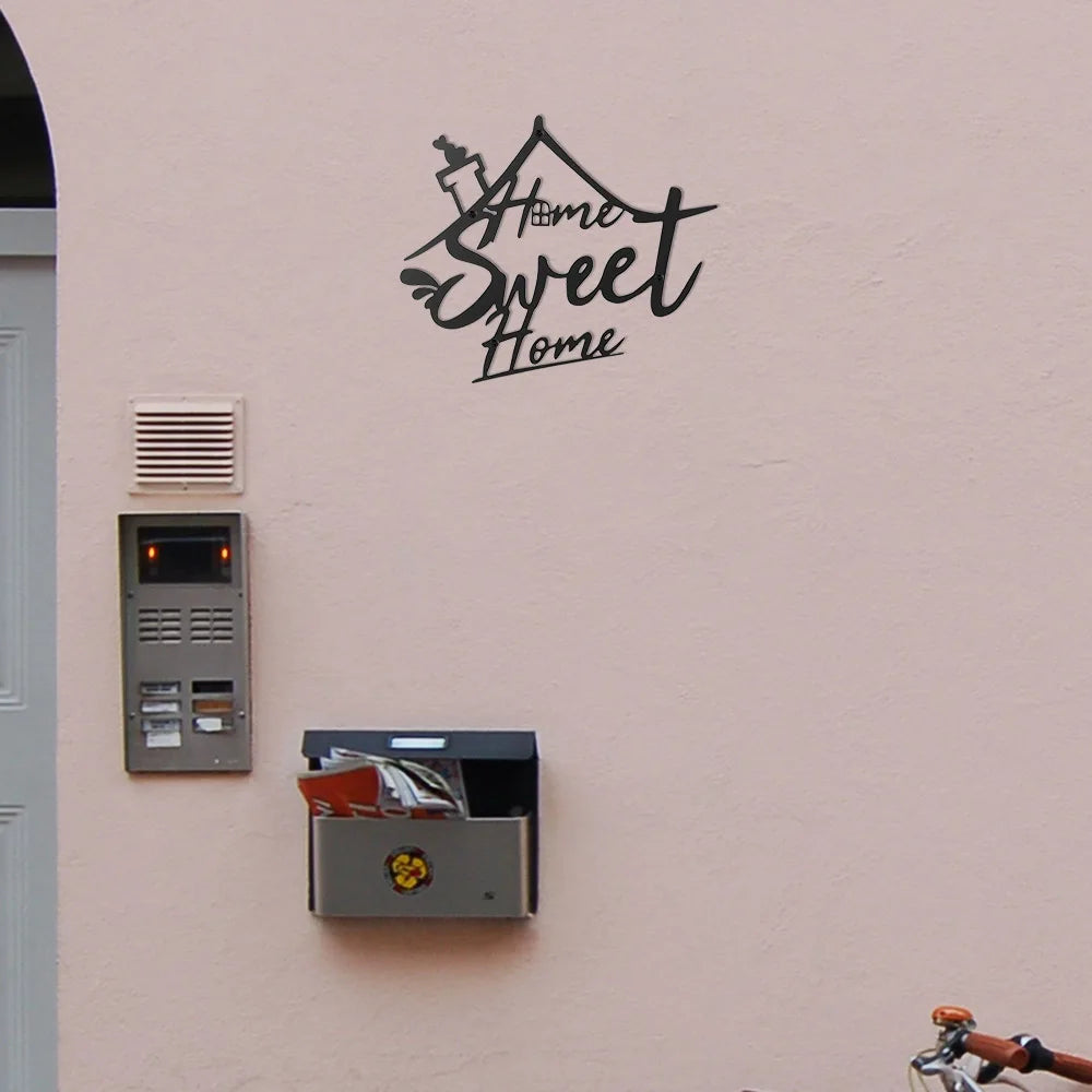 “Home Sweet Home” Metal Wall Sign – Modern Hanging Decor for Bedroom, Door & Aesthetic Room Styling