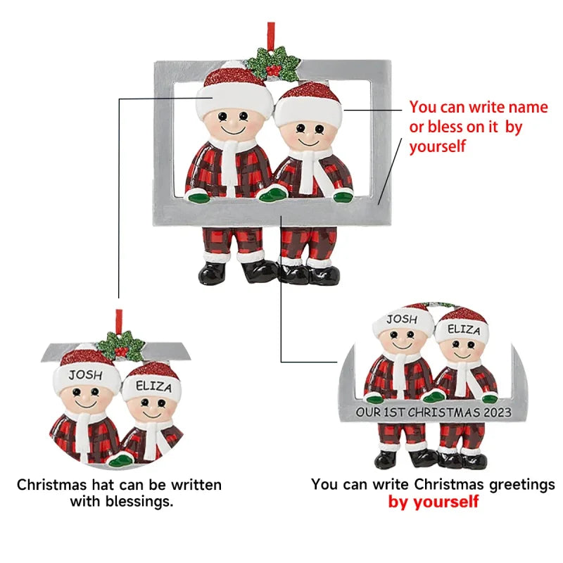 Christmas Pendant DIY Personal Family Christmas Decorations For Home 2024 Navidad Christmas Tree Hanging Ornament New Year 2025