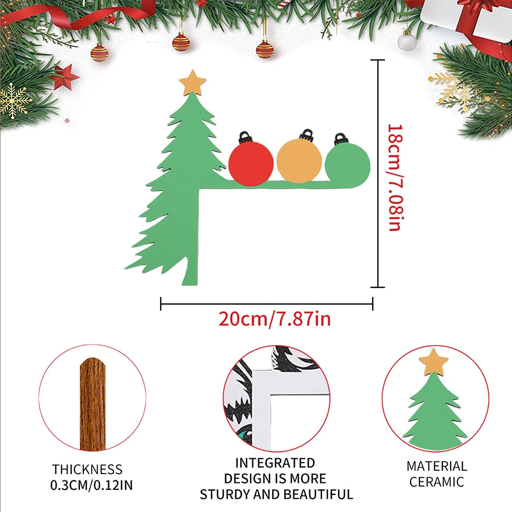 Christmas Tree Wooden Door Decor - Festive Holiday Party Door Corner Decoration for Entryways Windows Wall School Home