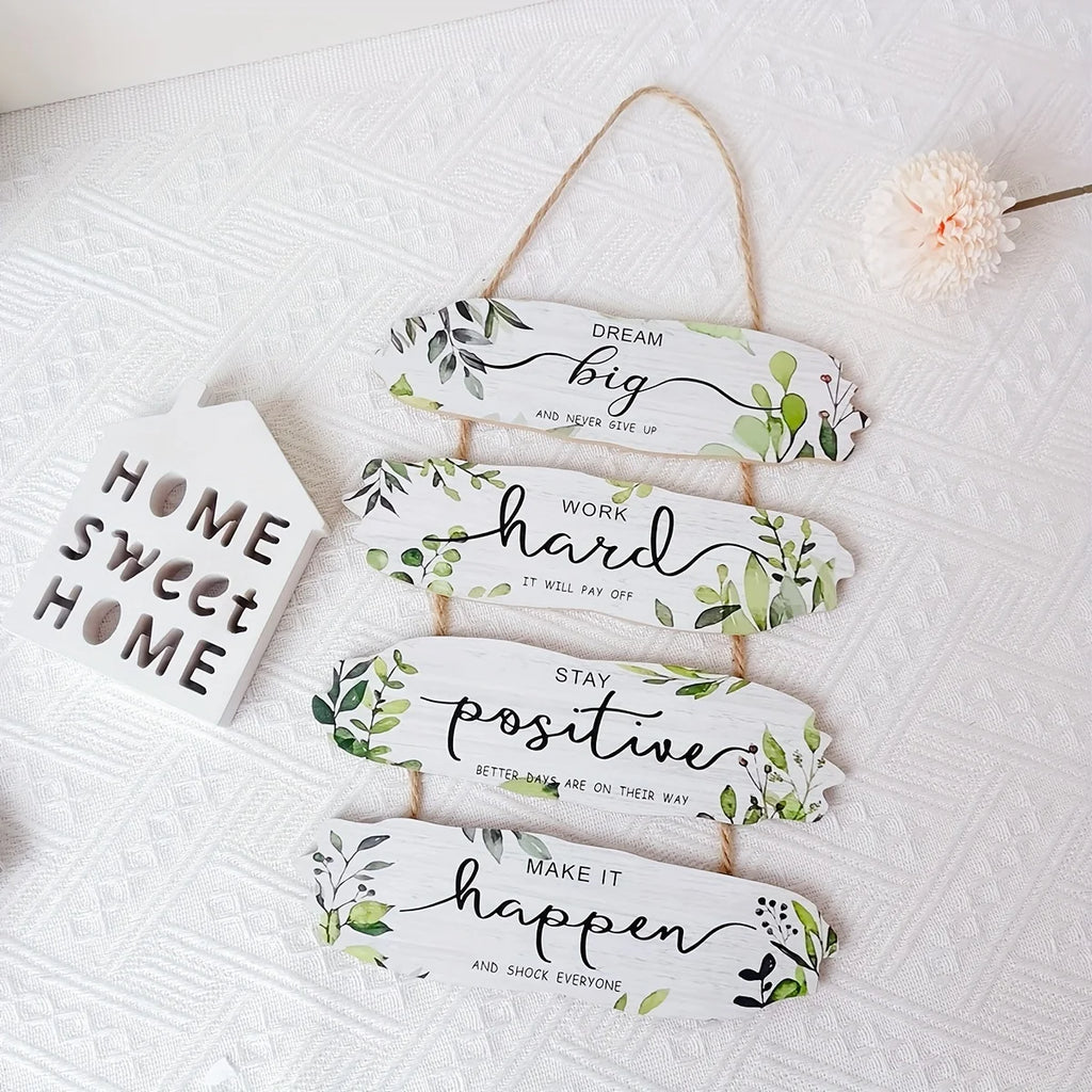 1pc Rustic Wooden Inspirational Hanging Festive Decor For Home & Gift, 3D Wall Art With Rope For Room & Holiday