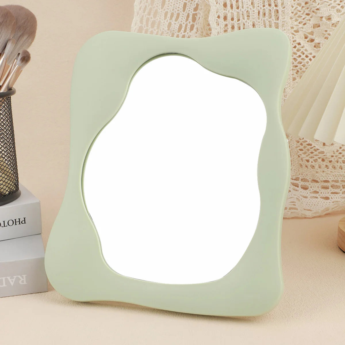 Tabletop Makeup Mirror – Decorative Bedroom & Desk Accent for Home Aesthetic Room Decor