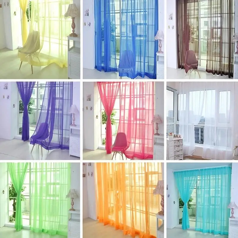 1Pc Transparent Window Screen Curtain 100×200cm | Lightweight Semi-Sheer Door & Window Curtain | Breathable Mesh Panel for Living Room & Bedroom