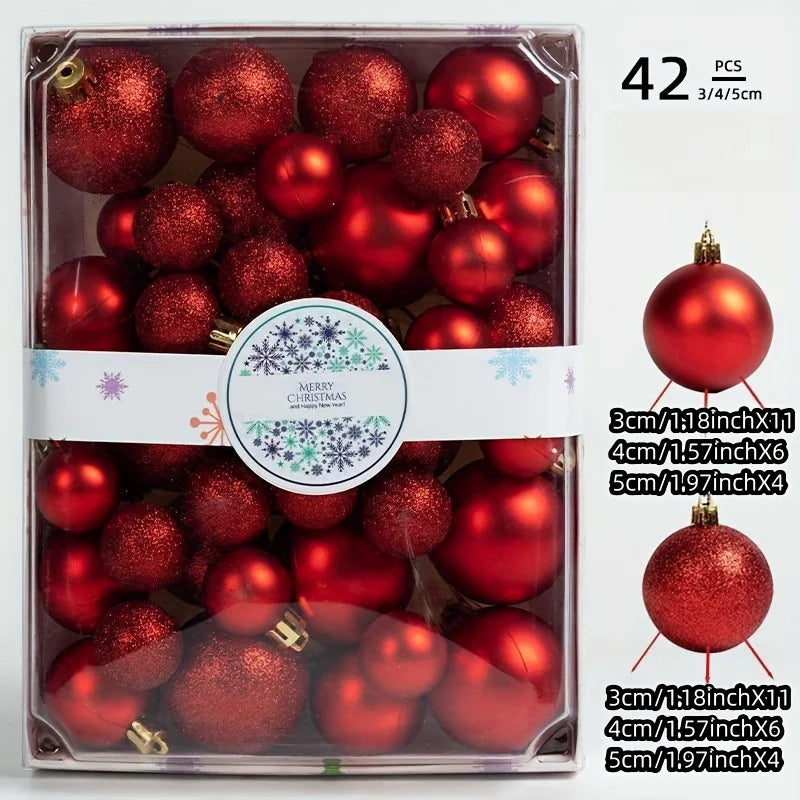 42-Piece Christmas Tree Hanging Balls – Multi-Color Ornaments for Holiday Decorations