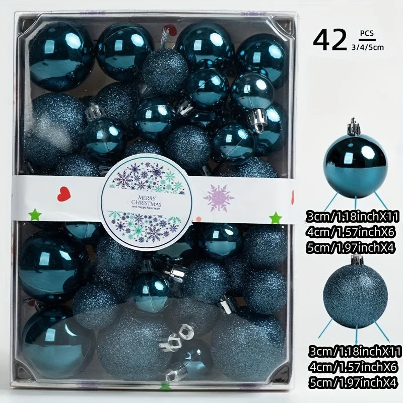 42-Piece Christmas Tree Hanging Balls – Multi-Color Ornaments for Holiday Decorations