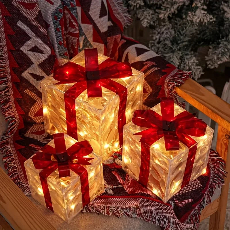 3-Pack Christmas LED Decorative Lights – Detachable Gift Box & Festive Home Decor