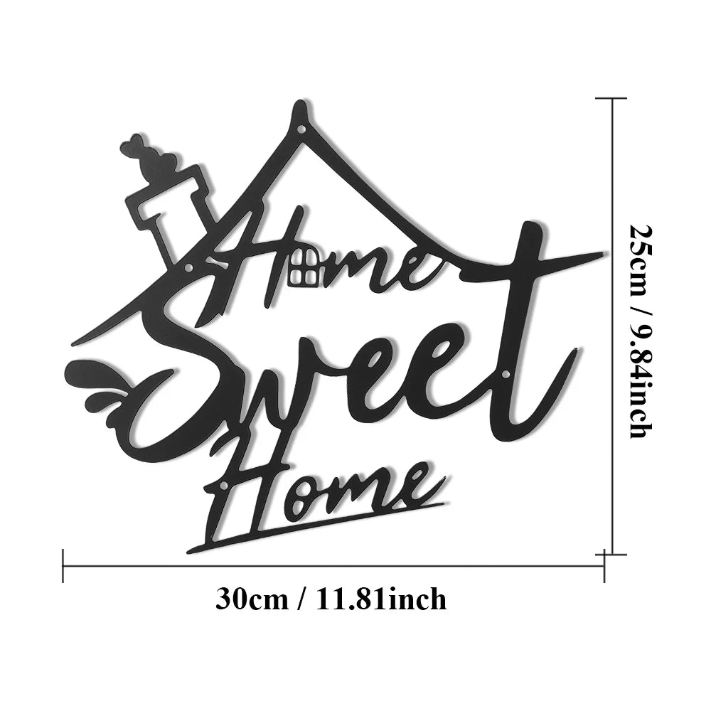 “Home Sweet Home” Metal Wall Sign – Modern Hanging Decor for Bedroom, Door & Aesthetic Room Styling