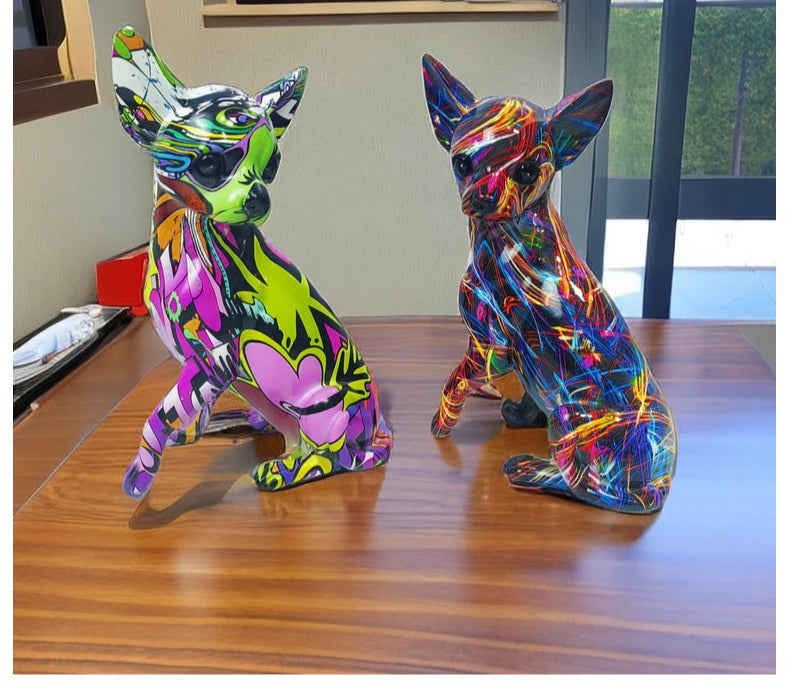 Colorful Home Decorations Living Room Entrance Dog Ornaments Desktop Resin Crafts Home Decoration Accessories Home Decor