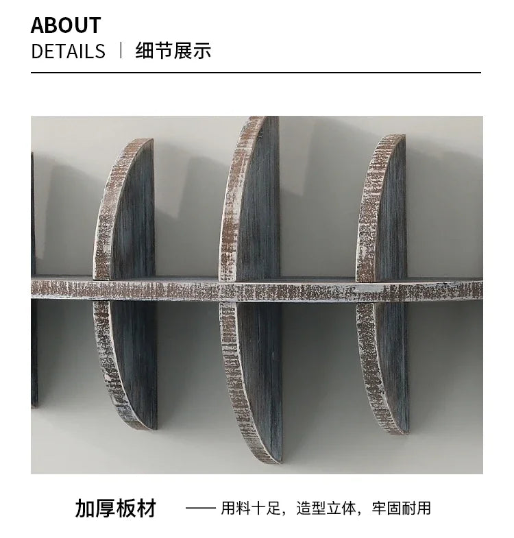 Mediterranean 3D Wooden Fishbone Wall Shelf – Retro Fish-Shaped Organizer & Decorative Wall Art for Living Rooms