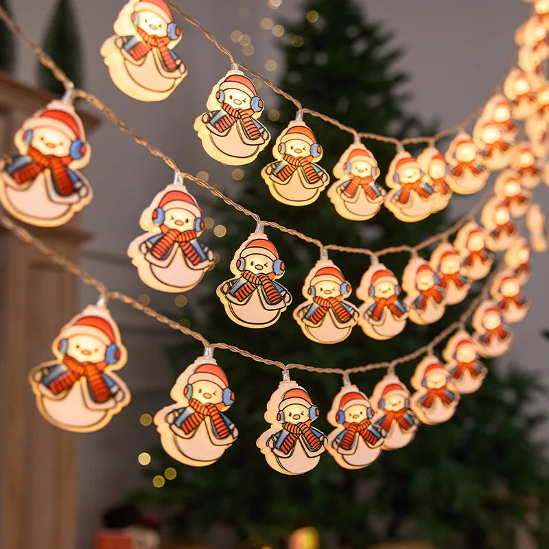 Christmas Creative Decorative Atmosphere Lights Solar Lamp String Led Santa Claus Snowman String Lights Party Decorations