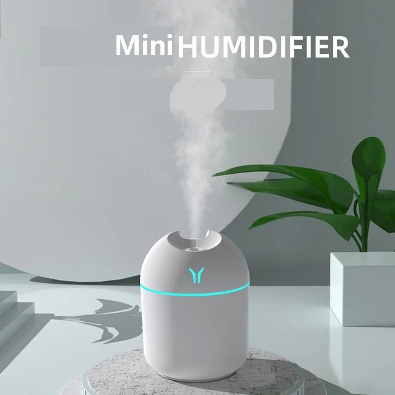 250ML USB Mini Humidifier – Ultrasonic Essential Oil Diffuser with LED Light for Home & Car, Quiet Mist Maker