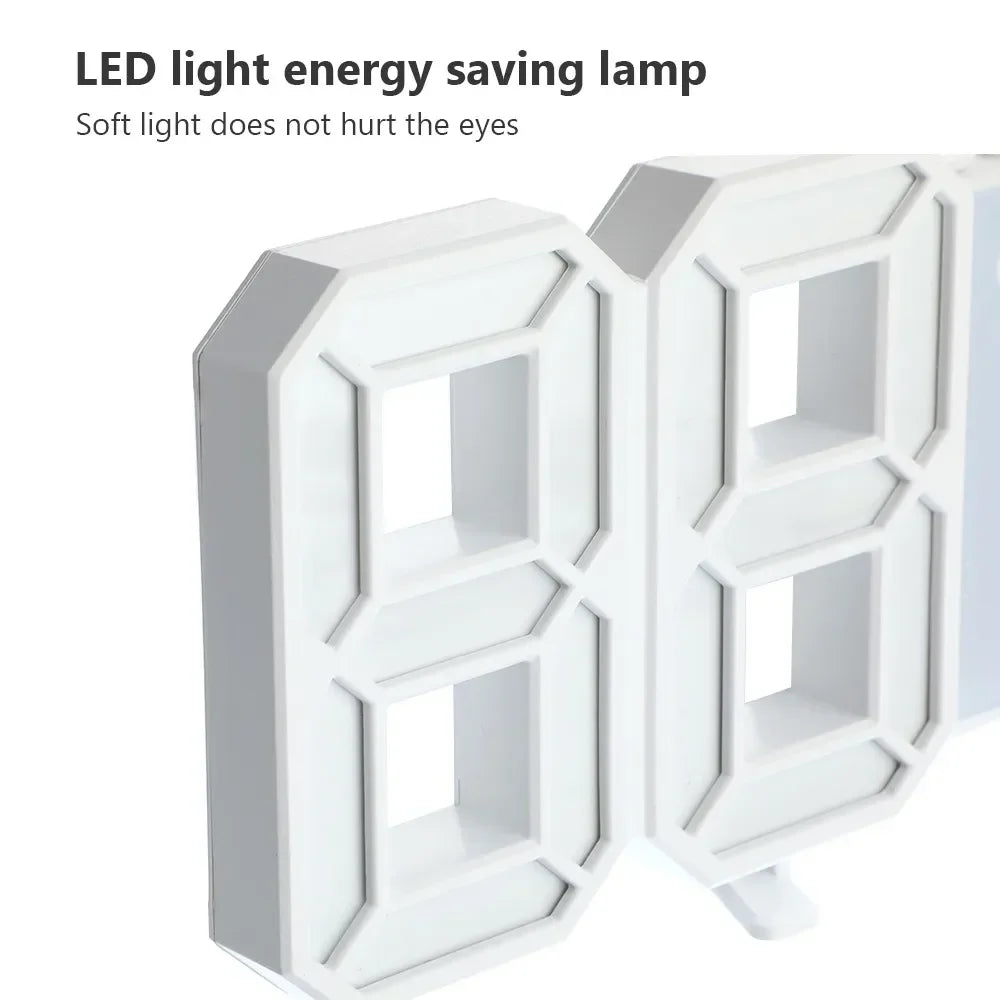 3D LED Digital Wall Clock – Modern Electronic Clock for Bedroom & Home Decor with Night Mode