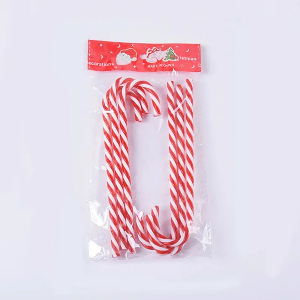 6Pcs Christmas Canes Christmas Tree Decoration 15cm Acrylic Candy Canes New Year Hanging Crutch Pendant Decor Navidad Ornaments