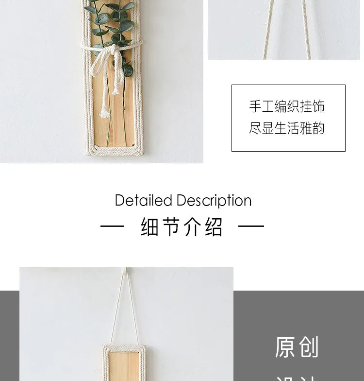 Bohemian Handcrafted Rope & Wood Wall Hanging – Simple Home Decor for Living Room, Bedroom & Homestay Spaces