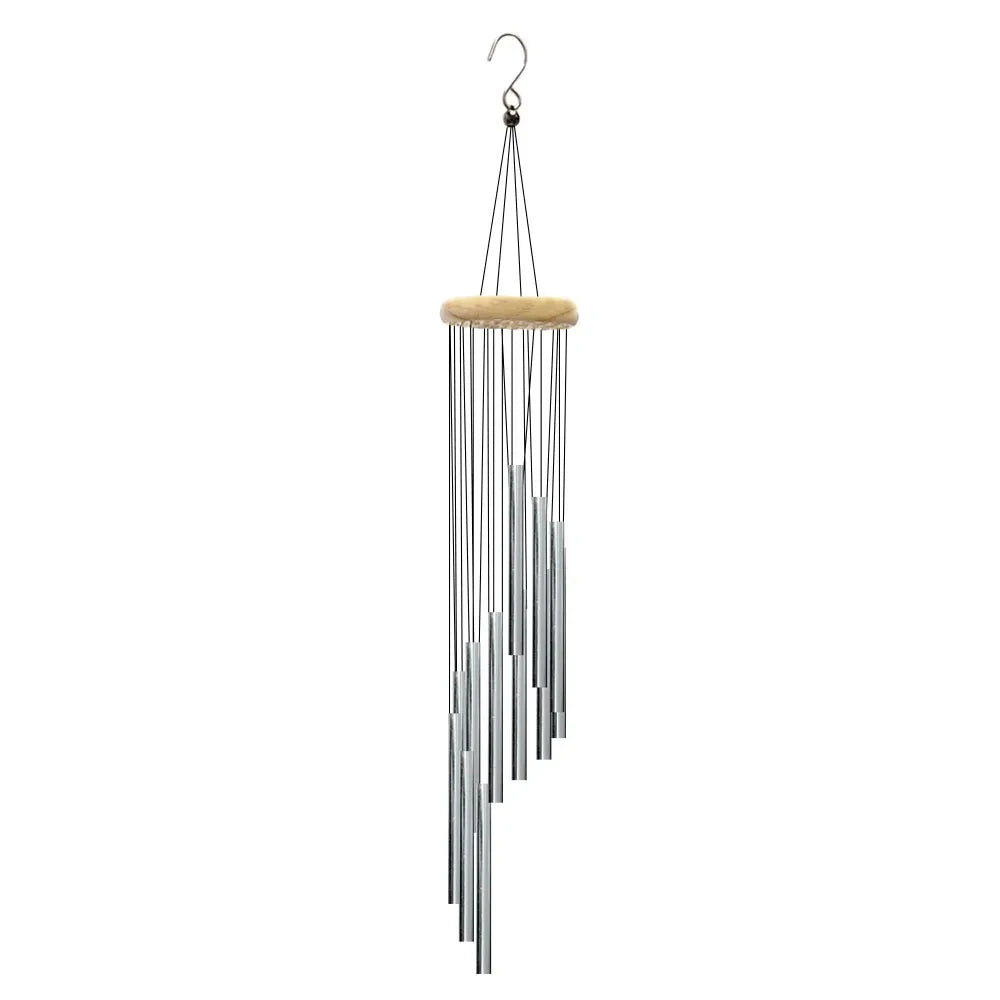 1Piece 12-Tube Aluminum Alloy Wind Chimes Set with Hook Gold/Silver Bells Outdoor Home Wedding Party Memorial Decoration Gifts