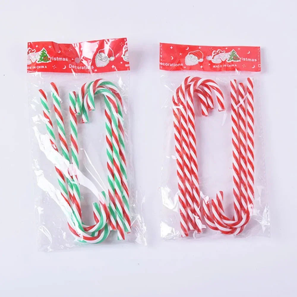6Pcs Christmas Canes Christmas Tree Decoration 15cm Acrylic Candy Canes New Year Hanging Crutch Pendant Decor Navidad Ornaments