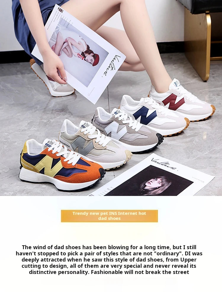 Women’s Casual Sneakers – Autumn Fashion Breathable Lace-Up Sports Shoes, Platform Walking Shoes