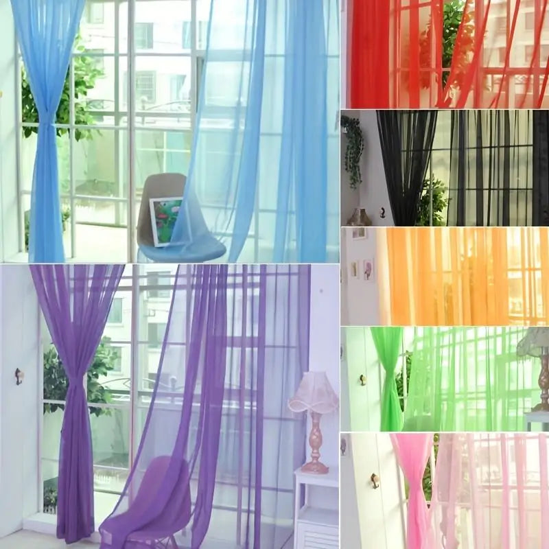 1Pc Transparent Window Screen Curtain 100×200cm | Lightweight Semi-Sheer Door & Window Curtain | Breathable Mesh Panel for Living Room & Bedroom