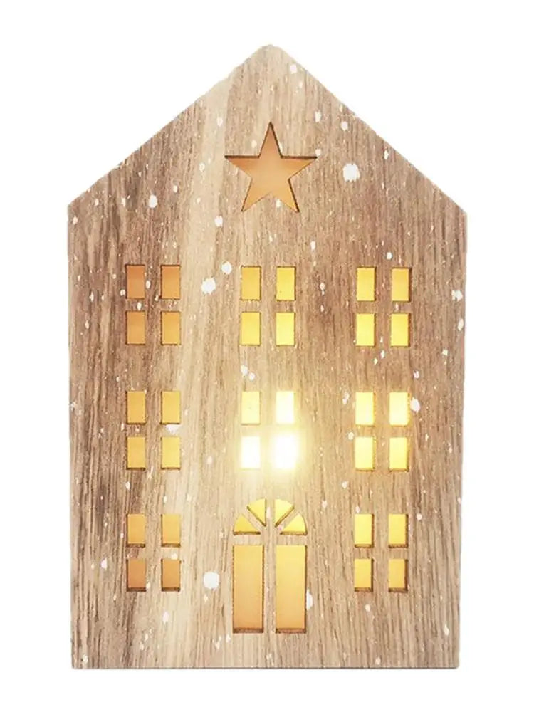 Christmas Wooden House Decor Creative House Shape Light Up Hanging Ornament Christmas Party Supplies Indoor Home Decoration
