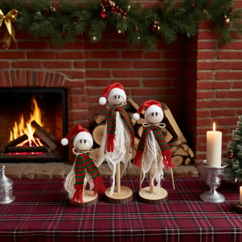 Christmas Wooden Fabric Home Decor Handmade Holiday Decoration for Festive Season