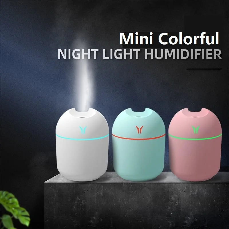 250ML USB Mini Humidifier – Ultrasonic Essential Oil Diffuser with LED Light for Home & Car, Quiet Mist Maker