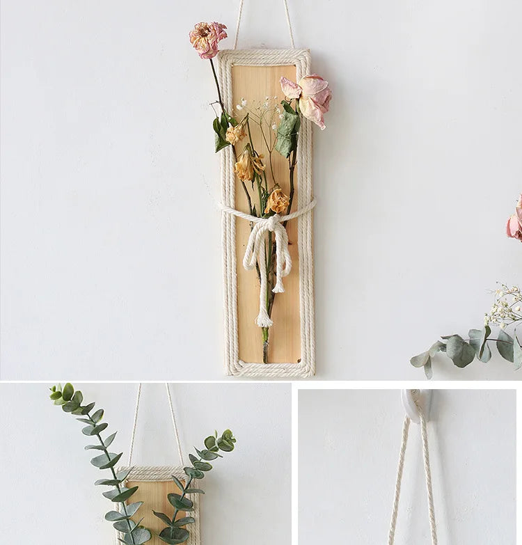 Bohemian Handcrafted Rope & Wood Wall Hanging – Simple Home Decor for Living Room, Bedroom & Homestay Spaces