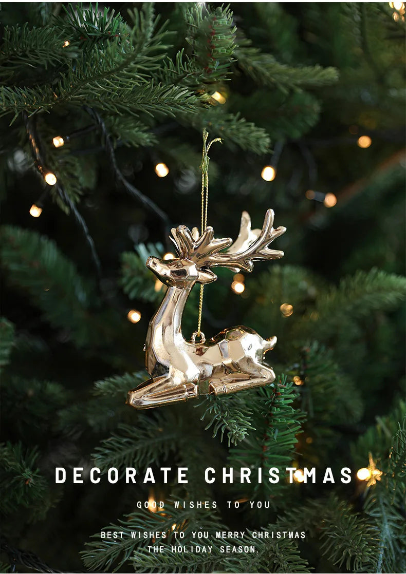 Xmas Ornament Ball Butterfly Dragonfly Angel Snowflake Gold Plastic Xmas Baubles Christmas Hanging Decor Christmas Tree Ornament