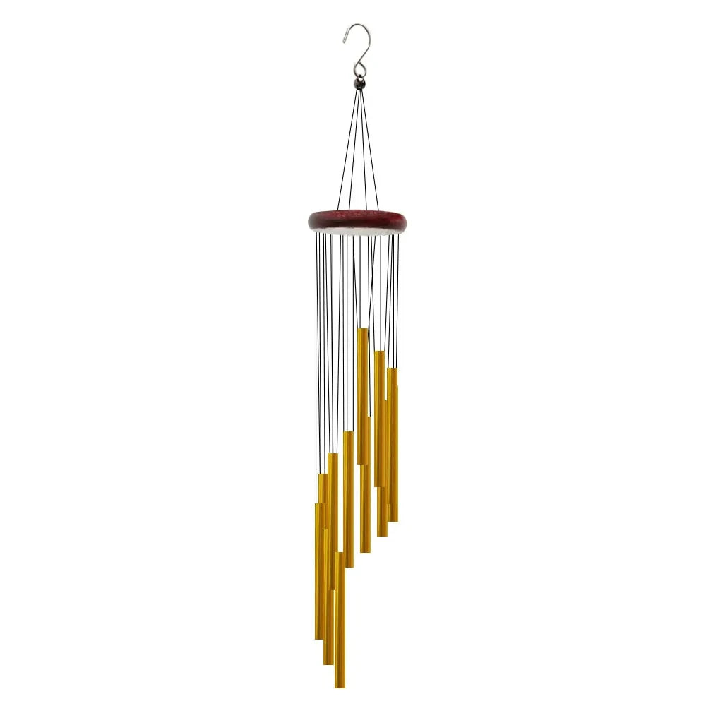 12-Tube Aluminum Alloy Wind Chime – Gold/Silver Bell Chimes with Hook for Outdoor Home, Garden, Wedding & Memorial Decor