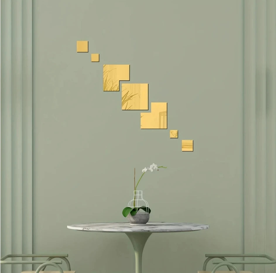 3D Acrylic Mirror Home Improvement Home Irregular Stitching DIY Wall Stickers for Living Room Bedroom Home Decoration  Stickers