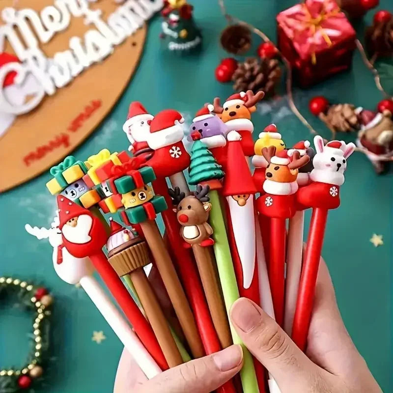 12-Piece Christmas Holiday Pens – Neutral Gel Pens for Office, Study, & DIY Gifts
