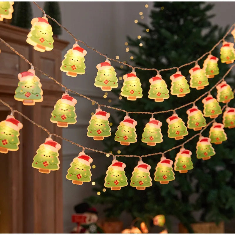 Christmas Creative Decorative Atmosphere Lights Solar Lamp String Led Santa Claus Snowman String Lights Party Decorations