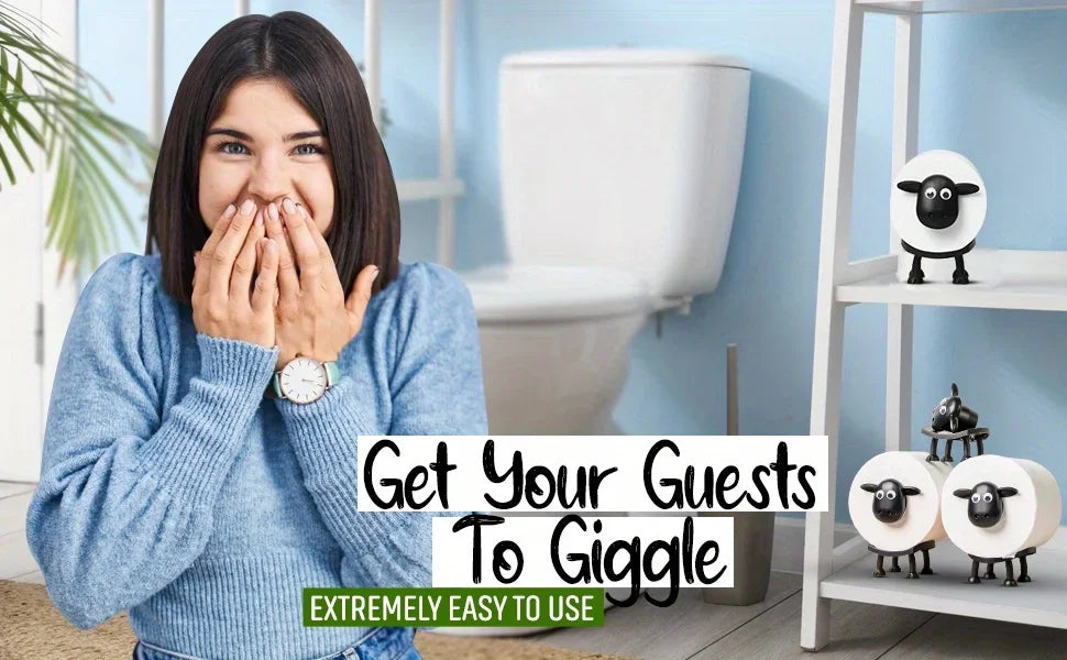 Funny Sheep Toilet Paper Holder – 3D Printed Black Free-Standing Bathroom Roll Stand, Cute & Humorous Home Decor (1/3PCS)